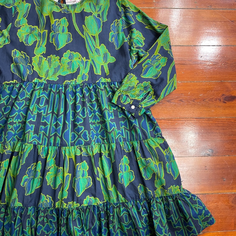 Ro's Garden Rene Tiered Navy Tulip Floral Cotton Anthropologie Dress - Sz M ๐งก๐ - Picture 10 of 14
